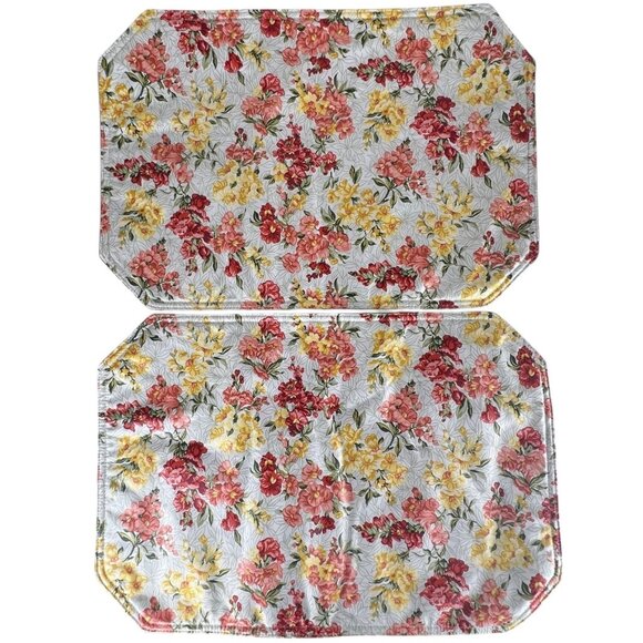 New Longaberger Basket Snapdragon Placemat May Series Reversible Stripe Set Of 2 - Picture 3 of 4